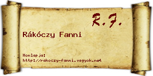 Rákóczy Fanni névjegykártya